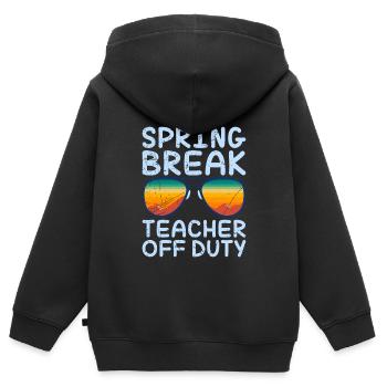 Spring Break Teacher off duty Schule Ferien Lehrer - Kinder Premium Organic Zip Hoodie - Schwarz - Hinten - AI Model Kid Male (0cm)