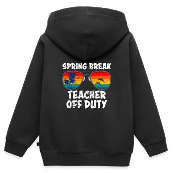 Spring Break Teacher off duty Schule Ferien Lehrer - Kinder Premium Organic Zip Hoodie - Schwarz - Hinten - AI Model Kid Male (0cm)