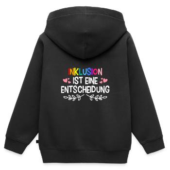 Inklusion ist eine Entscheidung Solidarität - Kinder Premium Organic Zip Hoodie - Schwarz - Hinten - AI Model Kid Male (0cm)