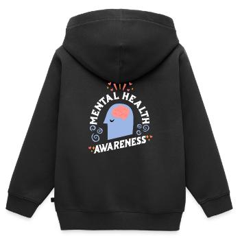 Mentale Gesundheit Selbstachtung Awareness Mental - Kinder Premium Organic Zip Hoodie - Schwarz - Hinten - AI Model Kid Male (0cm)