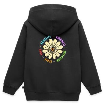 Inklusion handicap Akzeptanz und Awareness - Kinder Premium Organic Zip Hoodie - Schwarz - Hinten - AI Model Kid Male (0cm)