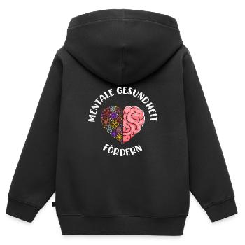 Mentale Gesundheit fördern Mental Health - Kinder Premium Organic Zip Hoodie - Schwarz - Hinten - AI Model Kid Male (0cm)