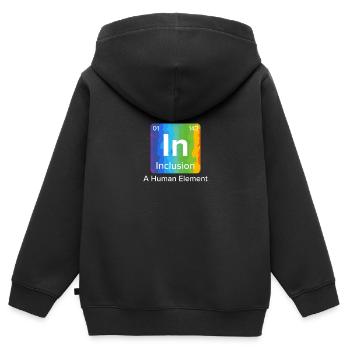 Inclusion Solidarité Compassion pour le handicap - Sweat Premium à capuche zippé enfant bio - noir - Dos - AI Model Kid Male (0cm)