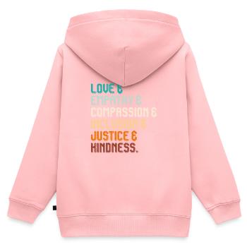 Inklusion Mitgefühl Menschen mit Behinderung - Kinder Premium Organic Zip Hoodie - Rosa - Hinten - AI Model Kid Female (0cm)
