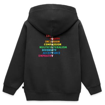 Inclusion Acceptation handicap Solidarité - Sweat Premium à capuche zippé enfant bio - noir - Dos - AI Model Kid Male (0cm)