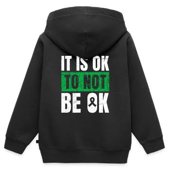 C’est OK de ne pas être OK Respect de soi mental - Sweat Premium à capuche zippé enfant bio - noir - Dos - AI Model Kid Male (0cm)
