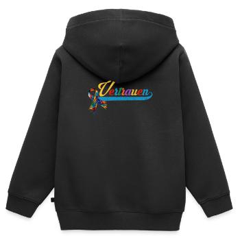 Autistische Kinder Vertrauen und Gerechtigkeit - Kinder Premium Organic Zip Hoodie - Schwarz - Hinten - AI Model Kid Male (0cm)