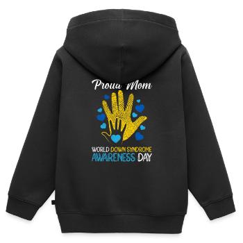 Proud Mother Awareness World Down Syndrome - Kids Premium Organic Zip-up Hoodie - black - Back - AI Model Kid Male (0cm)