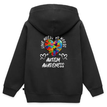 Autismus Awareness Liebe und Gerechtigkeit - Kinder Premium Organic Zip Hoodie - Schwarz - Hinten - AI Model Kid Male (0cm)