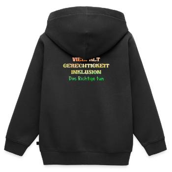 Autismus Vielfalt Gerechtigkeit Inklusion - Kinder Premium Organic Zip Hoodie - Schwarz - Hinten - AI Model Kid Male (0cm)