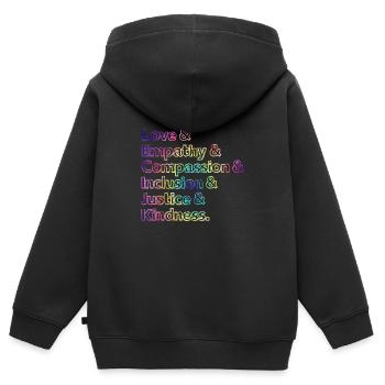 Inclusion Acceptation handicap Solidarité - Sweat Premium à capuche zippé enfant bio - noir - Dos - AI Model Kid Male (0cm)