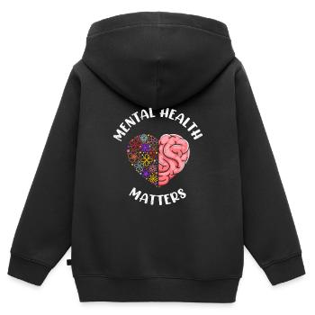 Mentale Gesundheit fördern Mental Health - Kinder Premium Organic Zip Hoodie - Schwarz - Hinten - AI Model Kid Male (0cm)