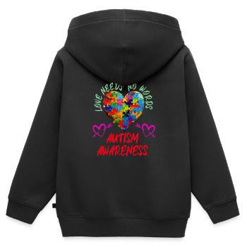 Autisten Gleichberechtigung Autist Vielfalt und - Kinder Premium Organic Zip Hoodie - Schwarz - Hinten - AI Model Kid Male (0cm)