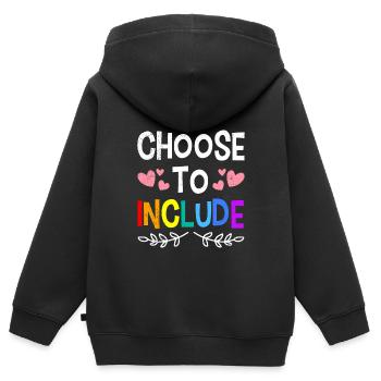 Choisissez d’inclure la sensibilisation et la solidarité pour - Sweat Premium à capuche zippé enfant bio - noir - Dos - AI Model Kid Male (0cm)