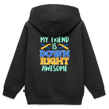 Down Syndrom Freund ist Down Right Awesome - Kinder Premium Organic Zip Hoodie - Schwarz - Hinten - AI Model Kid Male (0cm)
