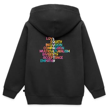Inklusion Mitgefühl Menschen mit Behinderung - Kinder Premium Organic Zip Hoodie - Schwarz - Hinten - AI Model Kid Male (0cm)
