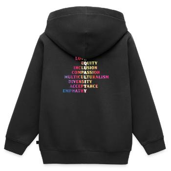 Inclusion, acceptation, handicap, solidarité - Sweat Premium à capuche zippé enfant bio - noir - Dos - AI Model Kid Male (0cm)