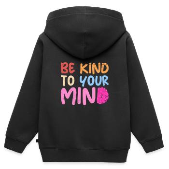 Soyez gentil avec votre Santé mentale Mentale - Sweat Premium à capuche zippé enfant bio - noir - Dos - AI Model Kid Male (0cm)