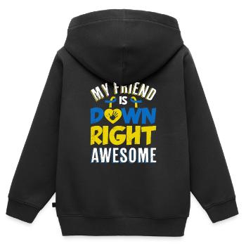 Down Syndrom Awareness Freunde von Down Syndrom - Kinder Premium Organic Zip Hoodie - Schwarz - Hinten - AI Model Kid Male (0cm)