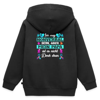 Autisten Autismus Spektrum Störung Kind - Kinder Premium Organic Zip Hoodie - Schwarz - Hinten - AI Model Kid Male (0cm)