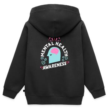 Mentale Gesundheit Selbstachtung Awareness Mental - Kinder Premium Organic Zip Hoodie - Schwarz - Hinten - AI Model Kid Male (0cm)