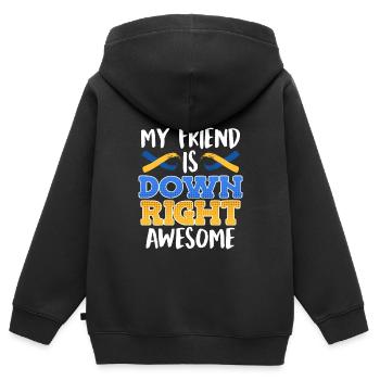 Down Syndrom Freund ist Down Right Awesome - Kinder Premium Organic Zip Hoodie - Schwarz - Hinten - AI Model Kid Male (0cm)