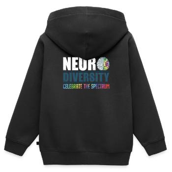 Conscience autistique Autisme Diversité - Sweat Premium à capuche zippé enfant bio - noir - Dos - AI Model Kid Male (0cm)