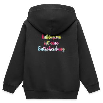 Inclusion is a decision acceptance - Kids Premium Organic Zip-up Hoodie - black - Back - AI Model Kid Male (0cm)