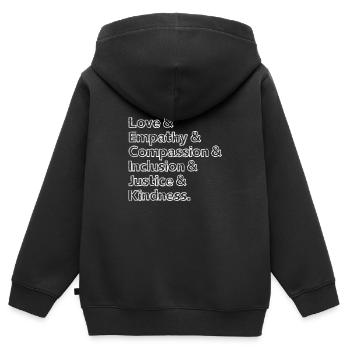 Inclusion Acceptation handicap Solidarité - Sweat Premium à capuche zippé enfant bio - noir - Dos - AI Model Kid Male (0cm)
