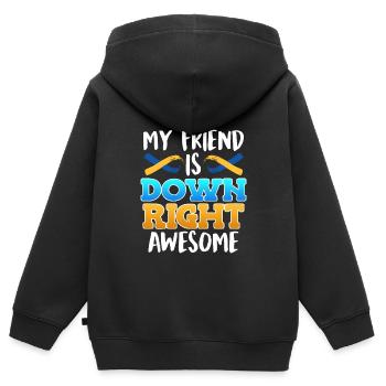 Down Syndrom Freund ist Down Right Awesome - Kinder Premium Organic Zip Hoodie - Schwarz - Hinten - AI Model Kid Male (0cm)