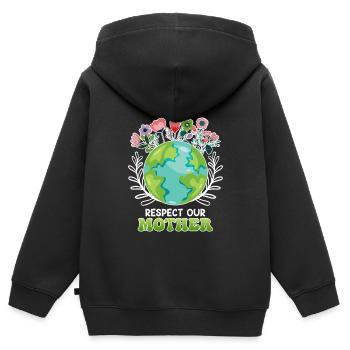 Rettet die Erde Umweltschützer Mutter Erde - Kinder Premium Organic Zip Hoodie - Schwarz - Hinten - AI Model Kid Male (0cm)