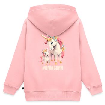 Oma Einhorn Muttertag Fans Grandma Omi - Kinder Premium Organic Zip Hoodie - Rosa - Hinten - AI Model Kid Female (0cm)