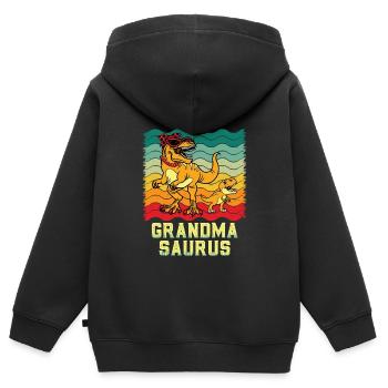 Omasaurus Dinosaurier Grandma Muttertag Granny - Kinder Premium Organic Zip Hoodie - Schwarz - Hinten - AI Model Kid Male (0cm)