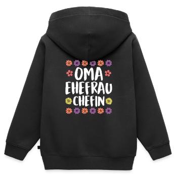 Oma Chefin Großmutter Muttertag Granny Ehefrau - Kinder Premium Organic Zip Hoodie - Schwarz - Hinten - AI Model Kid Male (0cm)