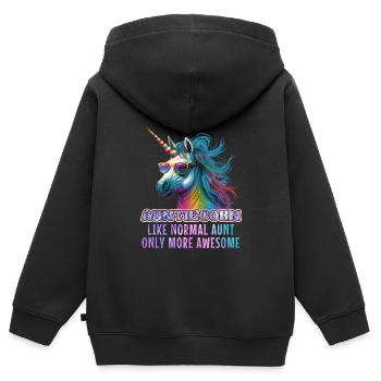 Tanticorn Muttertag Aunties Einhorn Fanartikel - Kinder Premium Organic Zip Hoodie - Schwarz - Hinten - AI Model Kid Male (0cm)