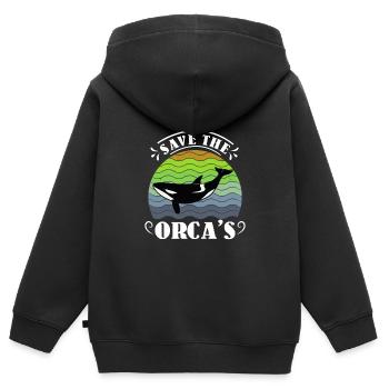 Save the Whales Orka Wal Artenschutz Umwelt - Kinder Premium Organic Zip Hoodie - Schwarz - Hinten - AI Model Kid Male (0cm)