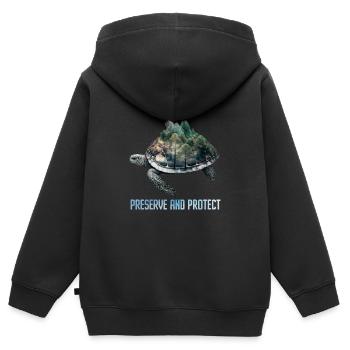 Protection des animaux menacés Nature - Sweat Premium à capuche zippé enfant bio - noir - Dos - AI Model Kid Male (0cm)