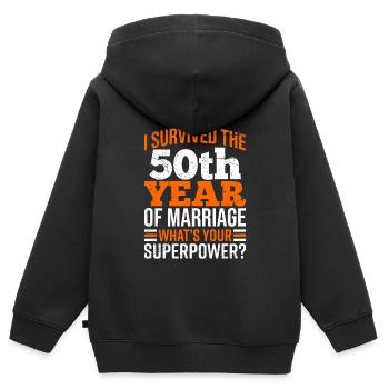 50 Ehejahre überlebt Goldene Hochzeit - Kinder Premium Organic Zip Hoodie - Schwarz - Hinten - AI Model Kid Male (0cm)