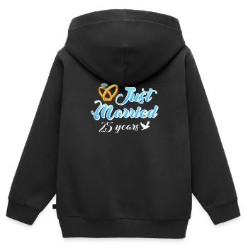 25 years married 25th wedding anniversary - Kids Premium Organic Zip-up Hoodie - black - Back - AI Model Kid Male (0cm)