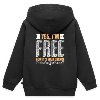 Célibataire - Vous pouvez vous adresser à moi Femme célibataire - Sweat Premium à capuche zippé enfant bio - noir - Dos - AI Model Kid Male (0cm)