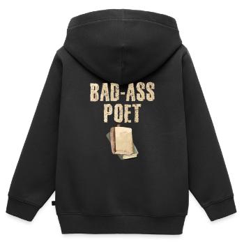 Bad-Ass Poeten Poesie und Gedichte Poet - Kinder Premium Organic Zip Hoodie - Schwarz - Hinten - AI Model Kid Male (0cm)