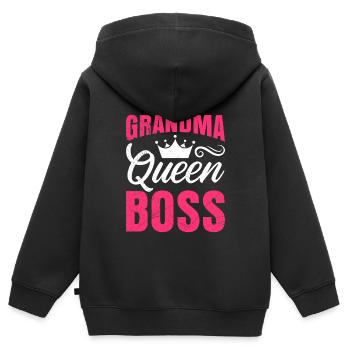 Grand-mère Boss Grand-mère Boss Grand-mère Fête des mères - Sweat Premium à capuche zippé enfant bio - noir - Dos - AI Model Kid Male (0cm)
