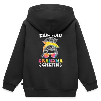 Oma Chefin Großmutter Muttertag Granny Ehefrau - Kinder Premium Organic Zip Hoodie - Schwarz - Hinten - AI Model Kid Male (0cm)