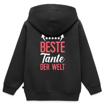 Beste Tante Muttertag Tanten weltbeste Tante - Kinder Premium Organic Zip Hoodie - Schwarz - Hinten - AI Model Kid Male (0cm)