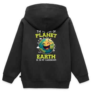 Save the Earth EnvironmentDear Environmentally Conscious Children - Kids Premium Organic Zip-up Hoodie - black - Back - AI Model Kid Male (0cm)