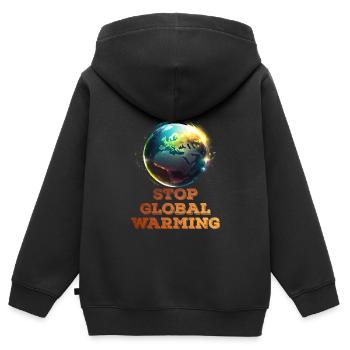 Activiste pour le climat Stop au réchauffement climatique Save the Earth - Sweat Premium à capuche zippé enfant bio - noir - Dos - AI Model Kid Male (0cm)