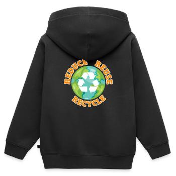 Reduce Recycle Umweltliebe Umweltschutz - Kinder Premium Organic Zip Hoodie - Schwarz - Hinten - AI Model Kid Male (0cm)