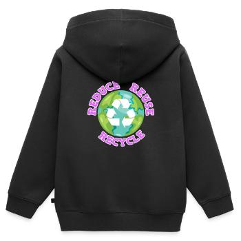 Reduce Recycle Umweltliebe Umweltschutz - Kinder Premium Organic Zip Hoodie - Schwarz - Hinten - AI Model Kid Male (0cm)
