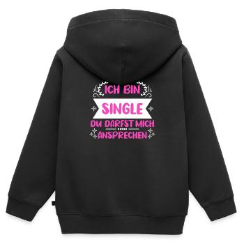 Ich bin single du darfst mich ansprechen Single - Kinder Premium Organic Zip Hoodie - Schwarz - Hinten - AI Model Kid Male (0cm)