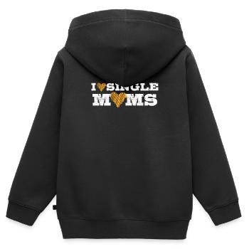 J’adore Single Moms Single Man Party Holiday - Sweat Premium à capuche zippé enfant bio - noir - Dos - AI Model Kid Male (0cm)